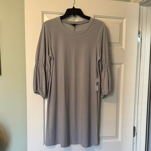 As U Wish Light Gray Puff-Sleeve Shift Dress